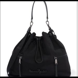 Henri Bendel Drawstring Shoulder Black Nylon